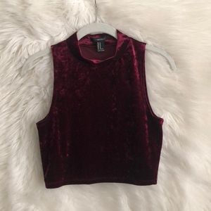 Red Velvet Turtle Neck Crop Top